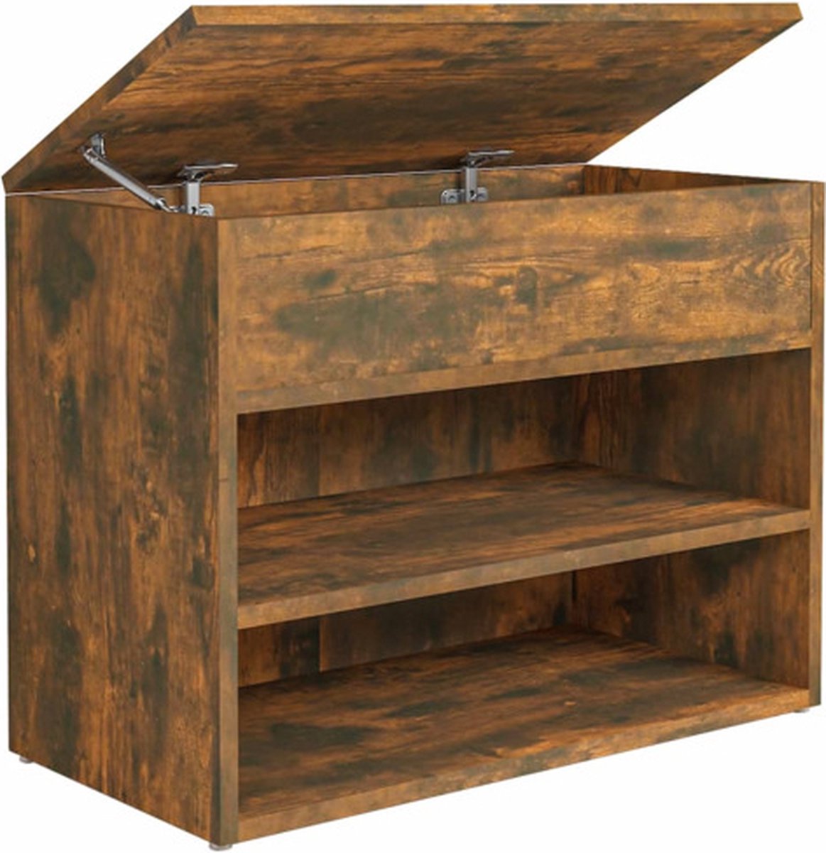 vidaXL - Schoenenbank - 60x30x45 - cm - bewerkt - hout - gerookt - eikenkleurig (8720286956977)