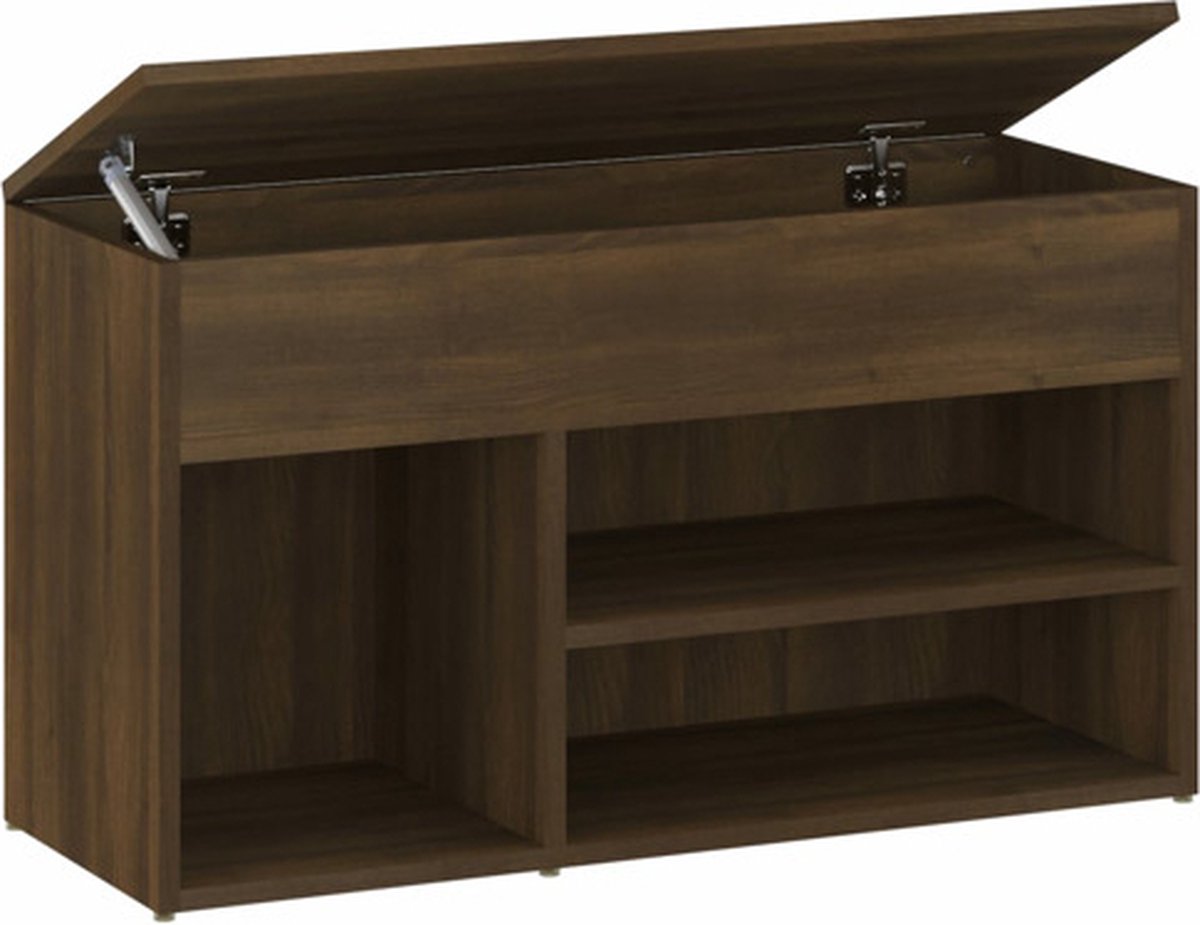 vidaXL - Schoenenbank - 80x30x45 - cm - bewerkt - hout - bruin - eikenkleur (8720286957028)