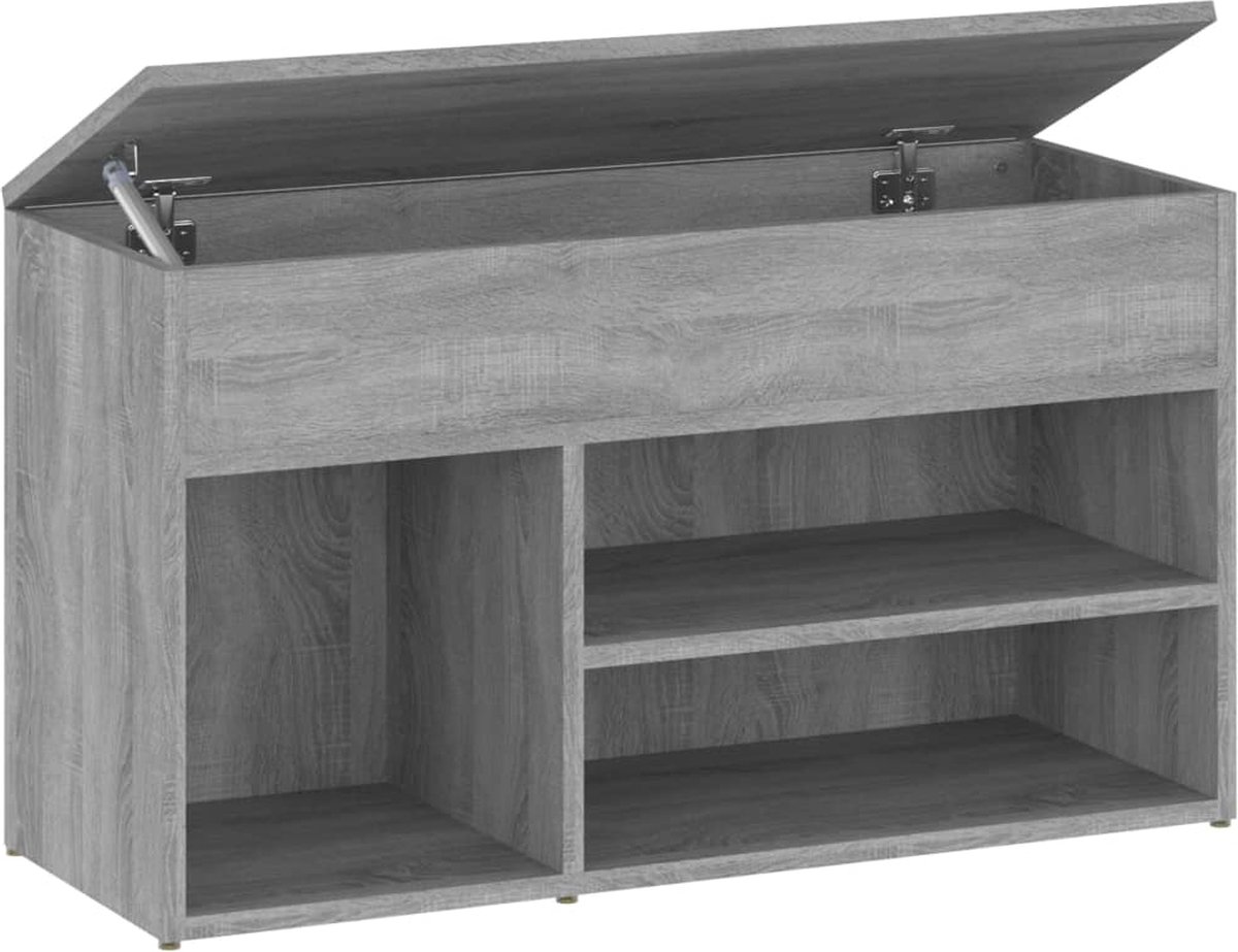 vidaXL - Schoenenbank - 80x30x45 - cm - bewerkt - hout - grijs - sonoma - eikenkleurig (8720286957011)