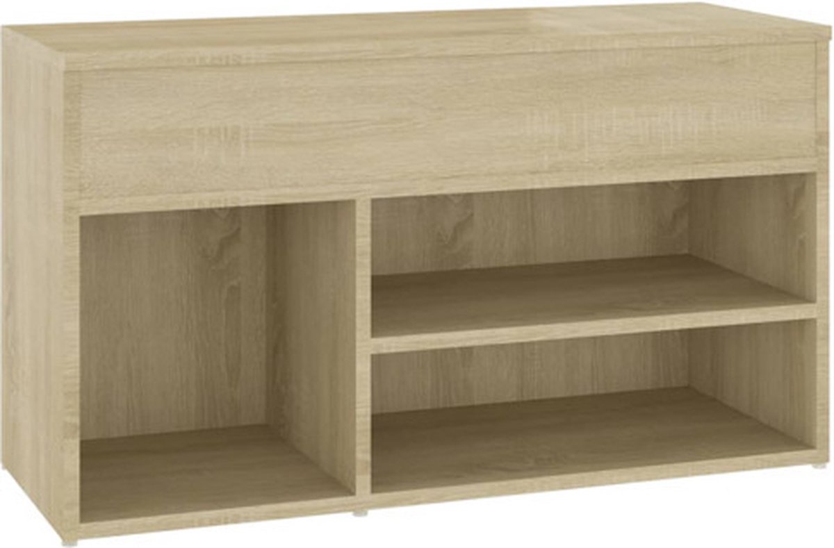 vidaXL - Schoenenbank - 80x30x45 - cm - bewerkt - hout - sonoma - eikenkleurig (8720286643471)