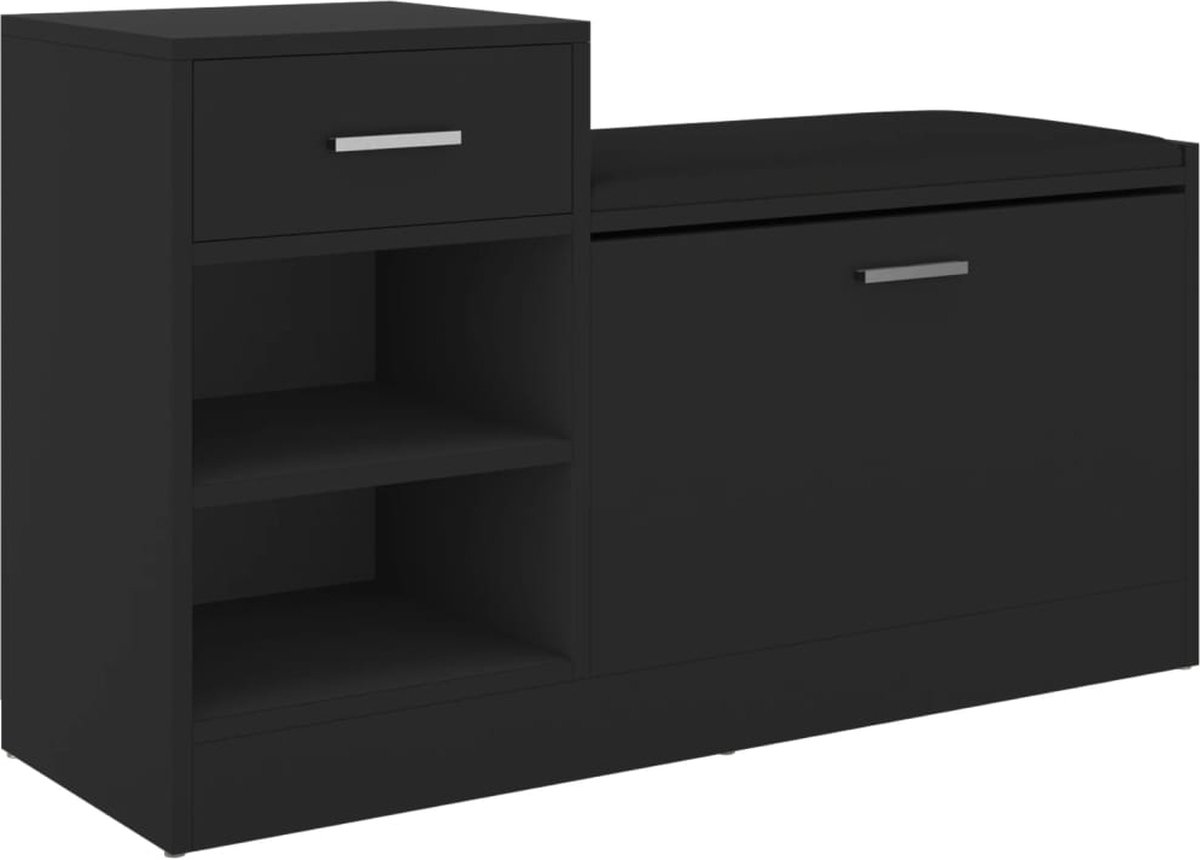 vidaXL - Schoenenbank - 94,5x31x57 - cm - bewerkt - hout - zwart (8720286343401)