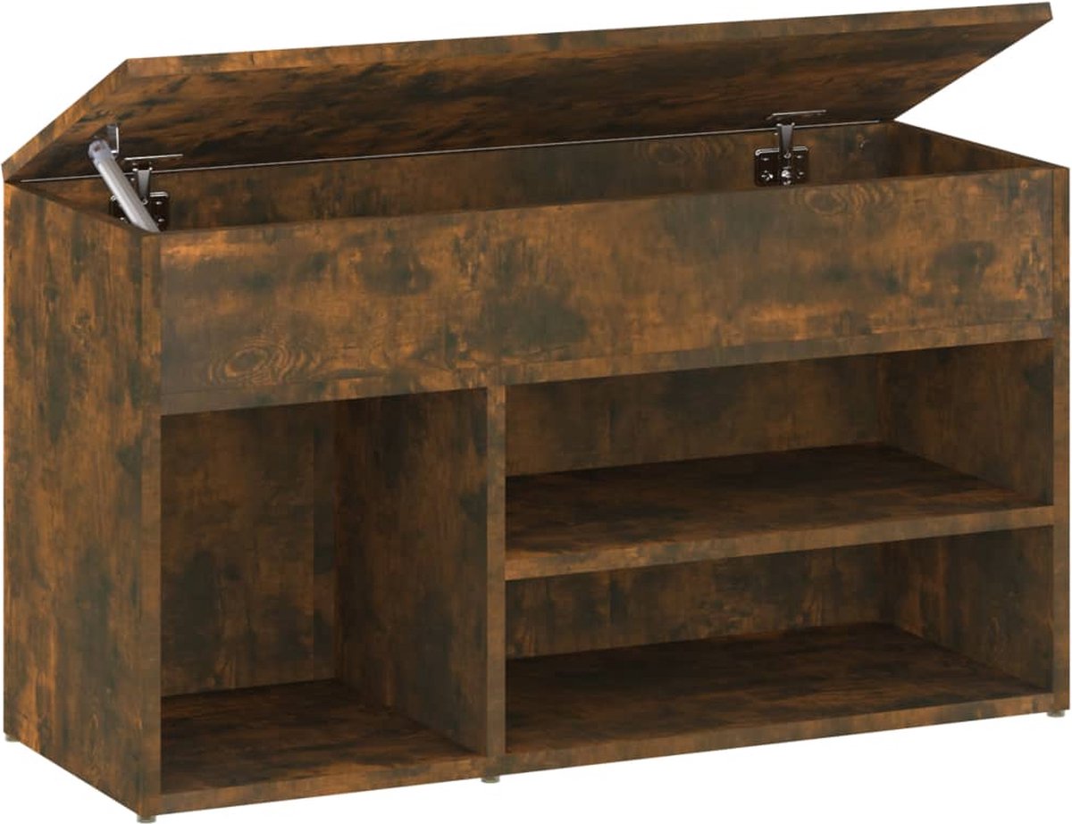 vidaXL - Schoenenbankje - 80x30x45 - cm - bewerkt - hout - gerookt - eikenkleurig (8720286957004)