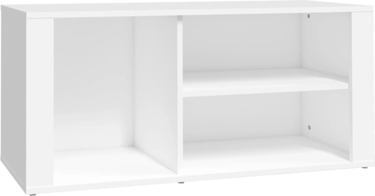 vidaXL - Schoenenkast - 100x35x45 - cm - bewerkt - hout - wit (8720287223245)