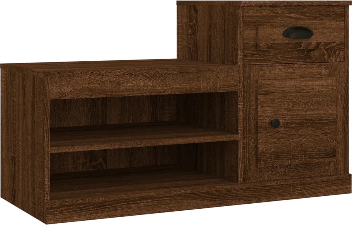 vidaXL - Schoenenkast - 100x42x60 - cm - bewerkt - hout - bruin - eikenkleur (8720845793135)