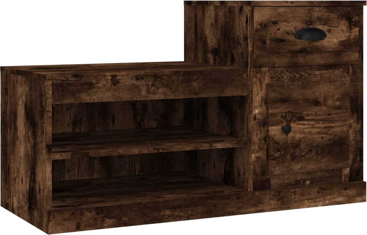 vidaXL - Schoenenkast - 100x42x60 - cm - bewerkt - hout - gerookt - eikenkleurig (8720845793111)