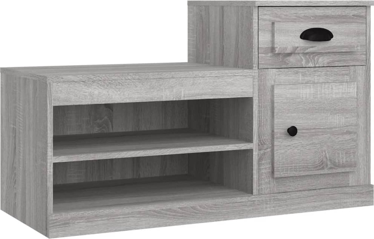 vidaXL - Schoenenkast - 100x42x60 - cm - bewerkt - hout - grijs - sonoma - eikenkleur (8720845793128)