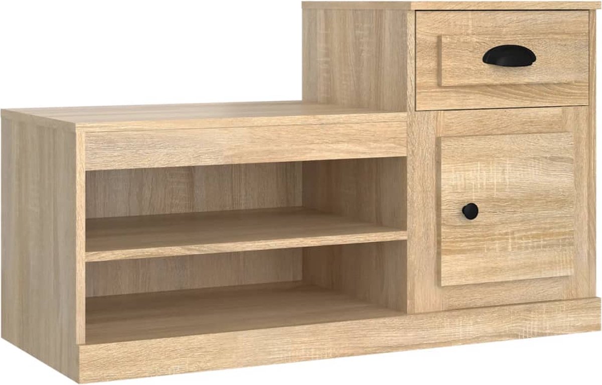 vidaXL - Schoenenkast - 100x42x60 - cm - bewerkt - hout - sonoma - eikenkleurig (8720845793098)