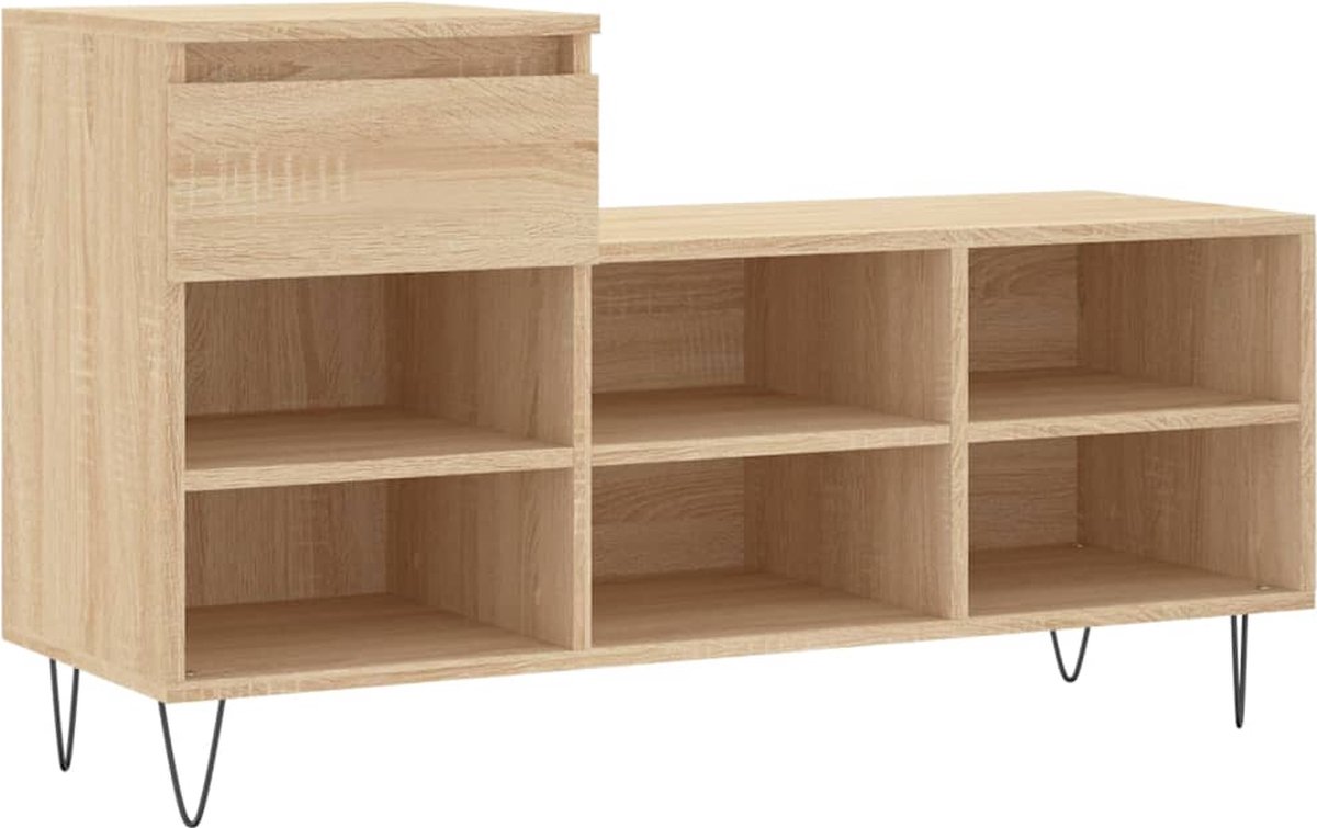 vidaXL - Schoenenkast - 102x36x60 - cm - bewerkt - hout - sonoma - eikenkleurig (8721012114067)