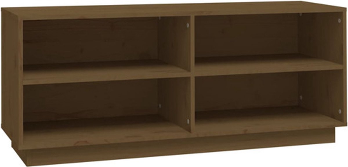 vidaXL - Schoenenkast - 110x34x45 - cm - massief - grenenhout - honingbruin (8720286841358)