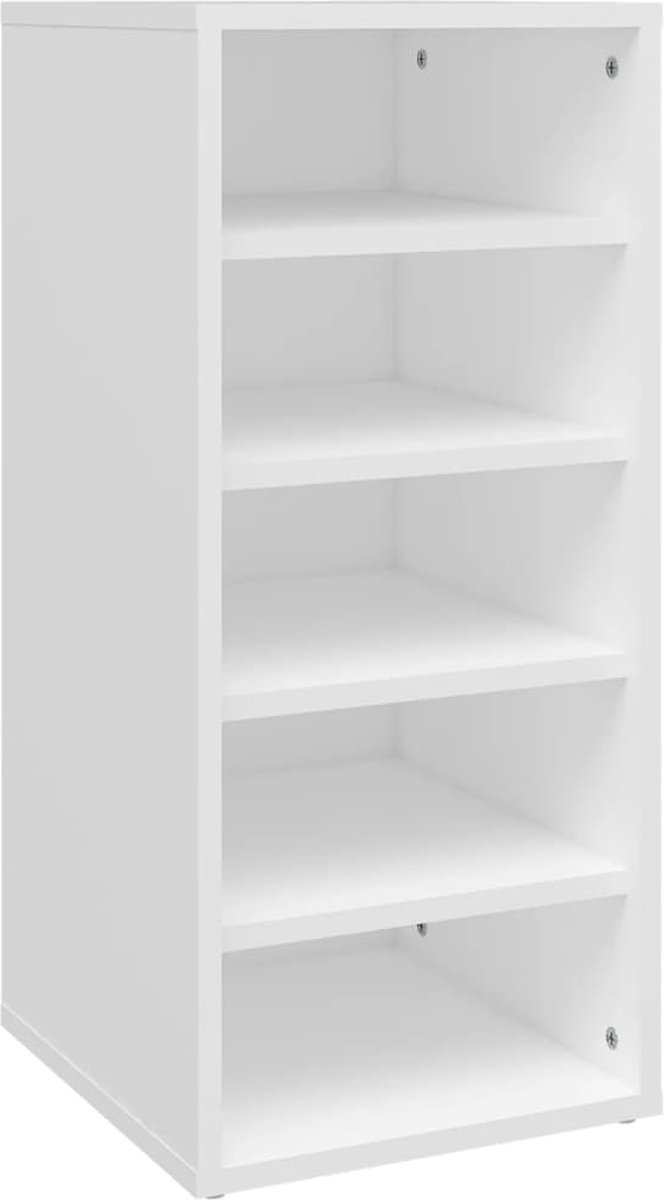 vidaXL - Schoenenkast - 31,5x35x70 - cm - bewerkt - hout - wit (8720286646618)