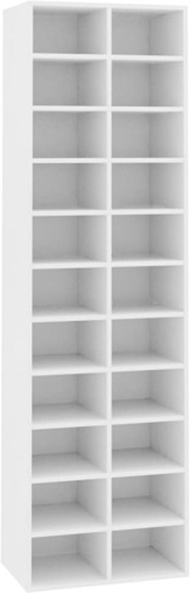 vidaXL - Schoenenkast - 54x34x183 - cm - bewerkt - hout - wit (8719883675305)