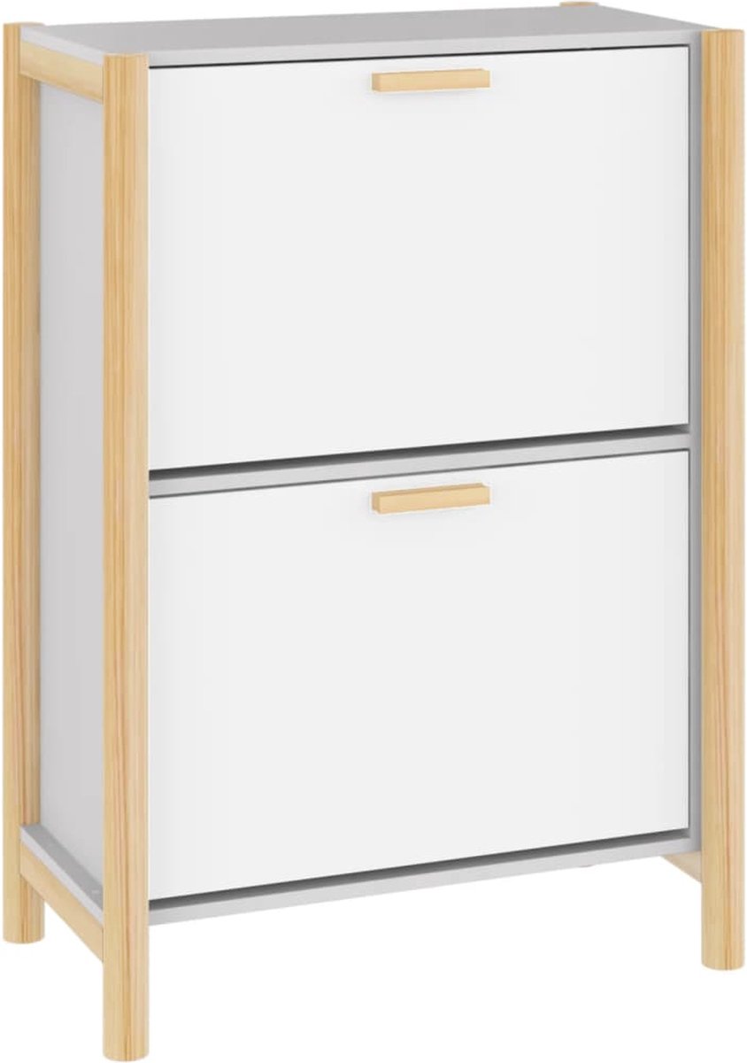 vidaXL - Schoenenkast - 57,5x33x80 - cm - bewerkt - hout - wit (8720287103073)