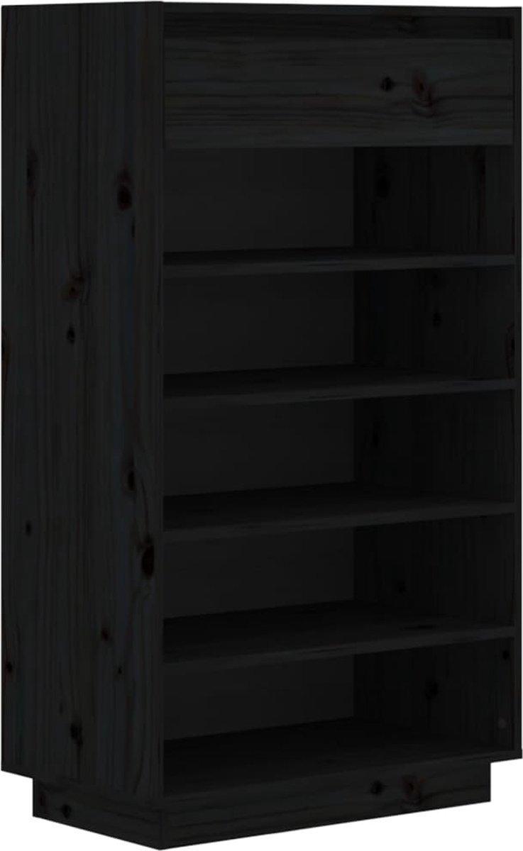 vidaXL - Schoenenkast - 60x34x105 - cm - massief - grenenhout - zwart (8720286841464)