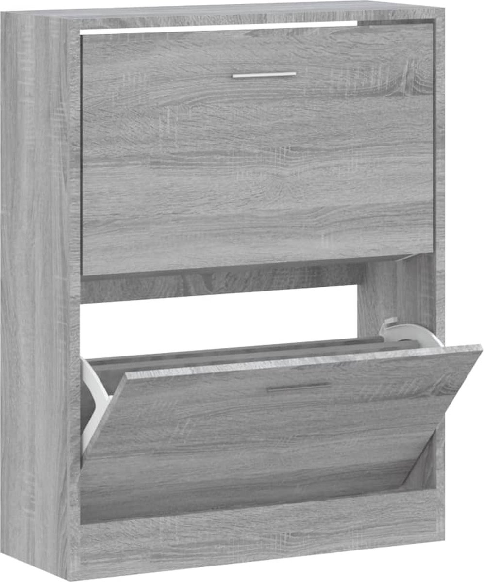 vidaXL - Schoenenkast - 63x24x81 - cm - bewerkt - hout - grijs - sonoma (8720286945339)