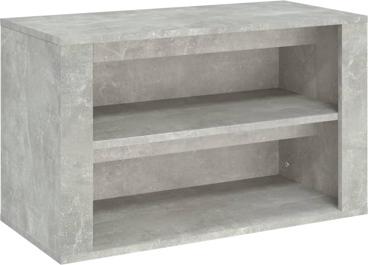 vidaXL - Schoenenkast - 75x35x45 - cm - bewerkt - hout - betongrijs (8720287223047)