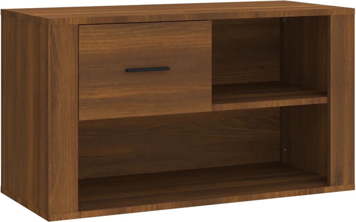 vidaXL - Schoenenkast - 80x35x45 - cm - bewerkt - hout - bruin - eikenkleur (8720287222033)