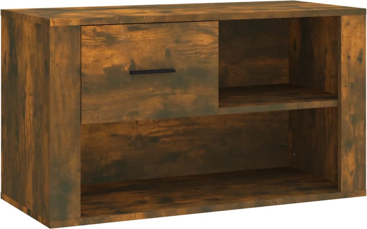 vidaXL - Schoenenkast - 80x35x45 - cm - bewerkt - hout - gerookt - eikenkleurig (8720287222019)