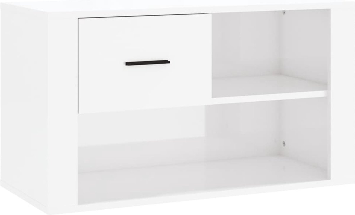 vidaXL - Schoenenkast - 80x35x45 - cm - bewerkt - hout - hoogglans - wit (8720287221982)