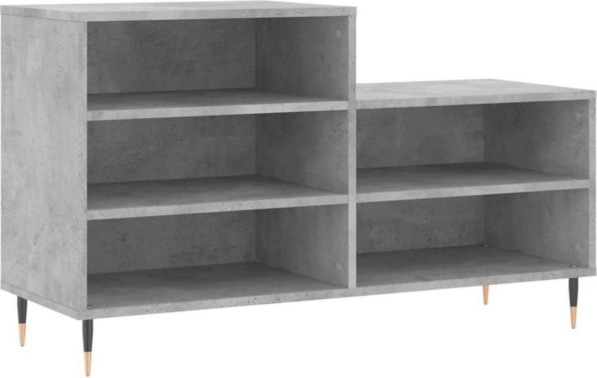 vidaXL Schoenenkast - Bewerkte Hout - Betongrijs Schoenenkast - Schoenen Organisatie - Betongrijs - Houten Schoenenkast - Stoere Schoenenkast (8348351806356)