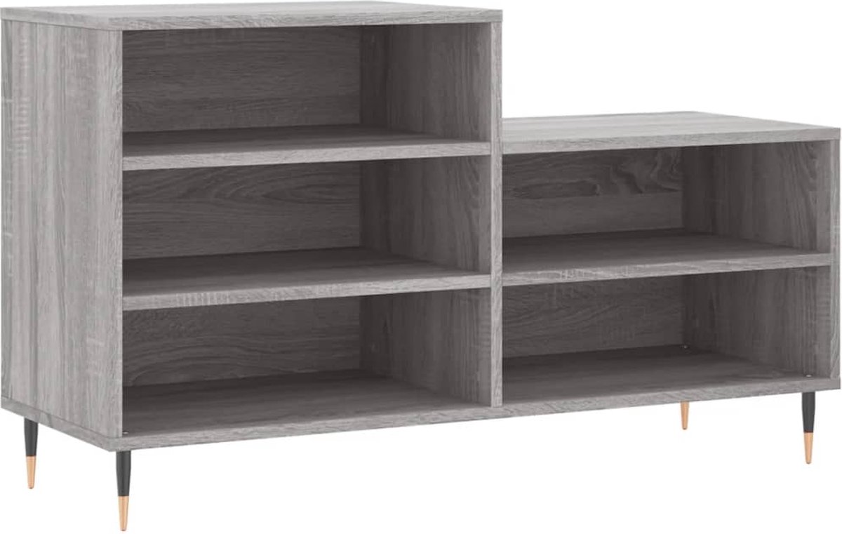 vidaXL Schoenenkast - Grijs - 102x36x60 cm - Hout Schoenenkast - Houten Schoenenkast - Schoenenrek - Bergruimte - Organisatie - Opslag - Woonkamer - Slaapkamer - Entreehal (8348351806387)
