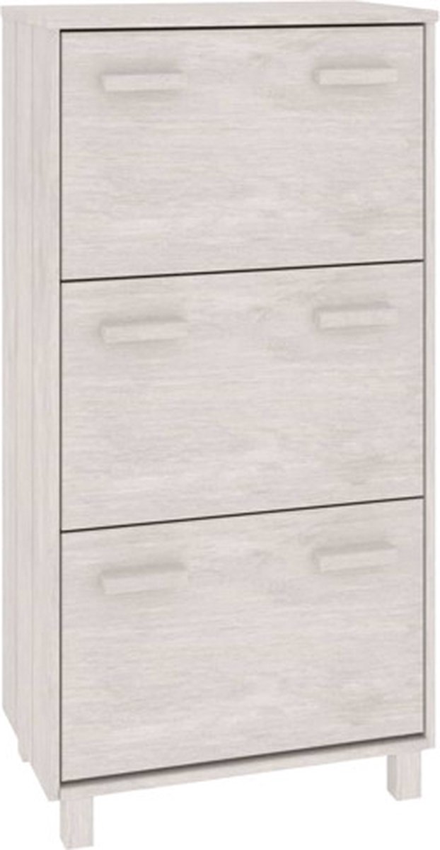 vidaXL - Schoenenkast - HAMAR - 59,5x35x117 - cm - massief - grenenhout - wit (8720286818596)