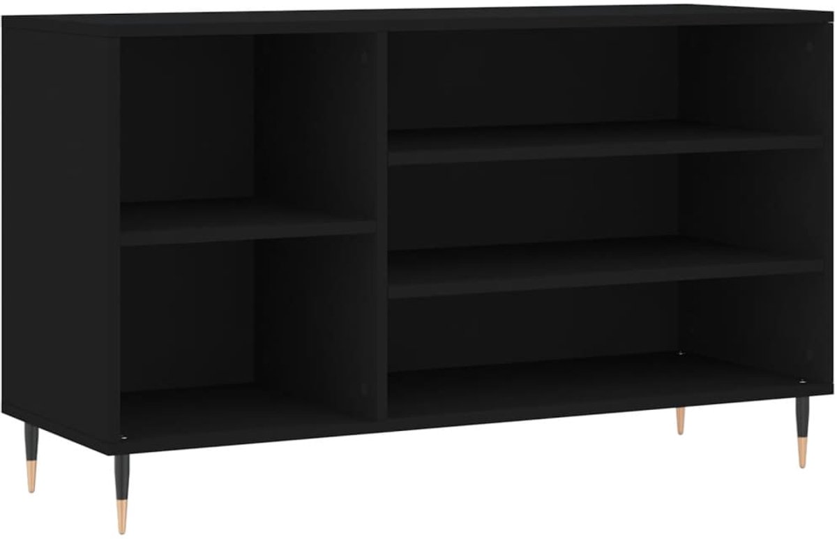 vidaXL Schoenenkast - Zwart - 102x36x60 cm - Hout en Metaal Schoenenkast - Schoenuitlegers - Bergruimte - Kast - Zwarte Kast (8251038073807)