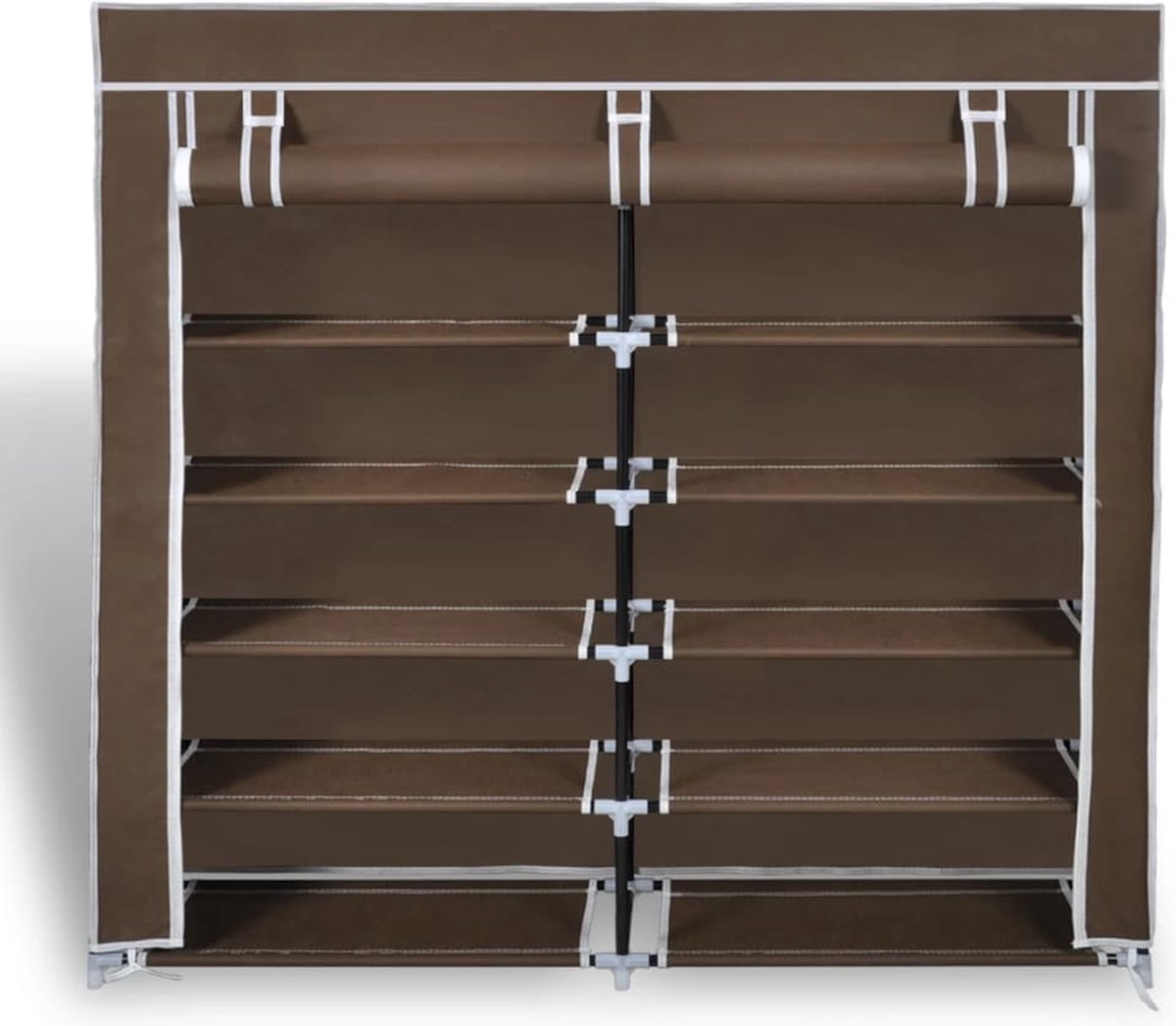 vidaXL - Schoenenkast - met - hoes - 115x28x110 - stof - bruin (8718475855088)