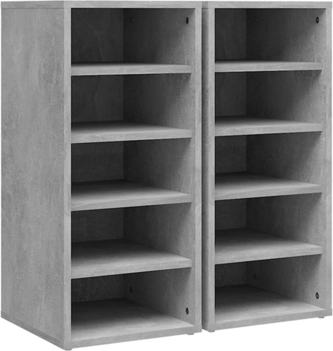 vidaXL - Schoenenkasten - 2 - st - 31,5x35x70 - cm - bewerkt - hout - betongrijs (8720286646700)