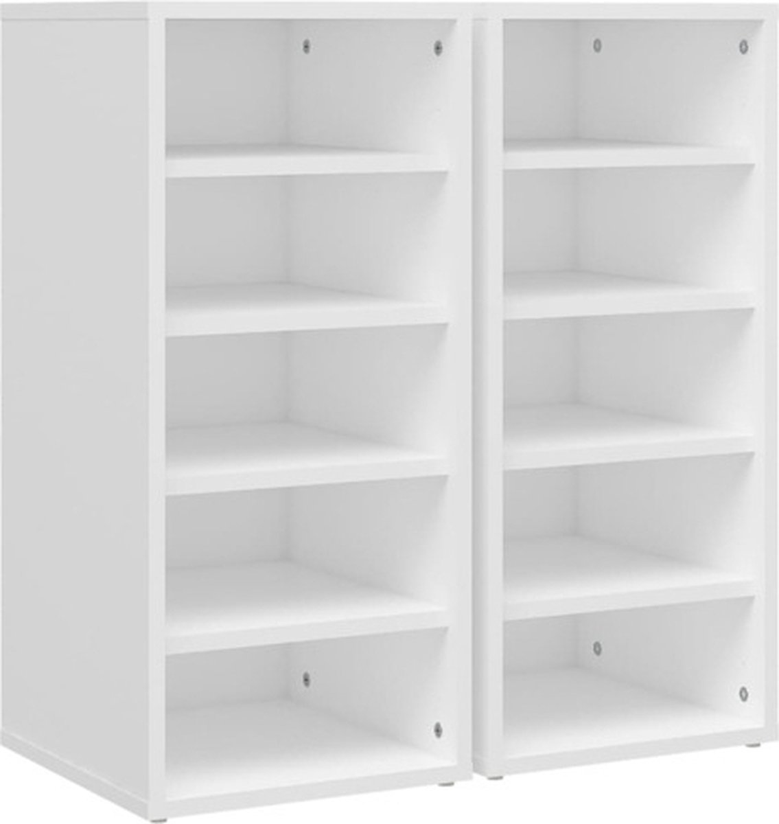 vidaXL - Schoenenkasten - 2 - st - 31,5x35x70 - cm - bewerkt - hout - wit (8720286646625)