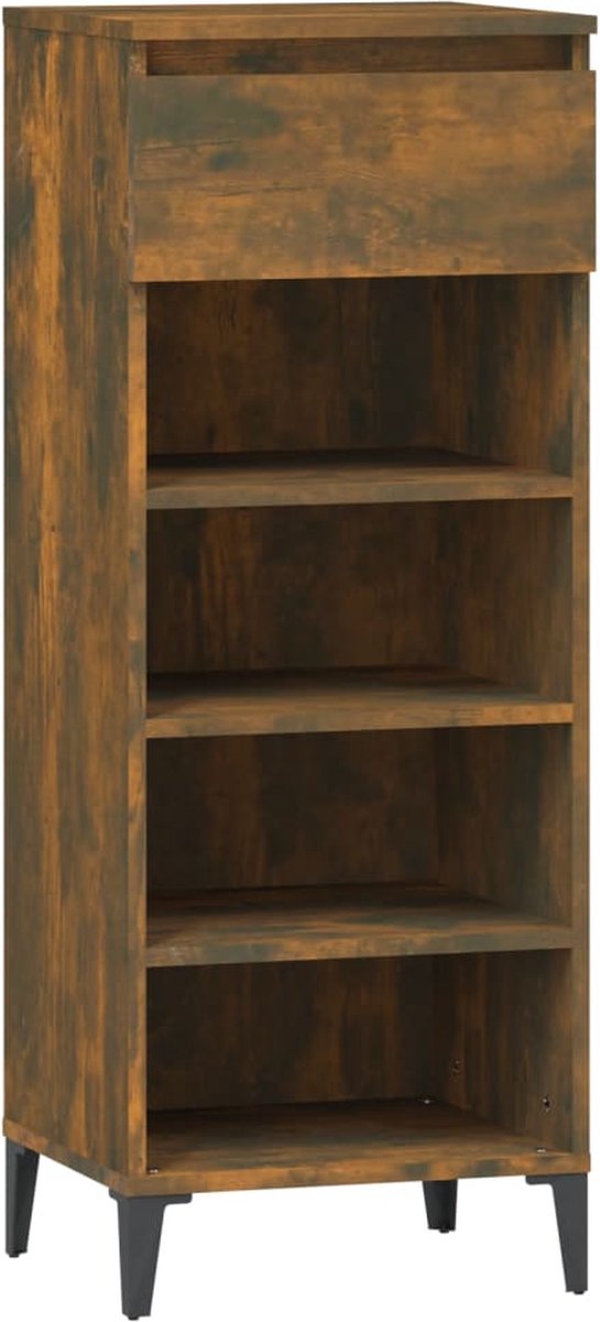 vidaXL - Schoenenrek - 40x36x105 - cm - bewerkt - hout - gerookt - eikenkleurig (8720287224730)