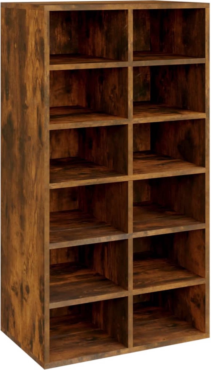 vidaXL - Schoenenrek - 54x34x100,5 - cm - bewerkt - hout - gerookt - eikenkleurig (8720286975411)