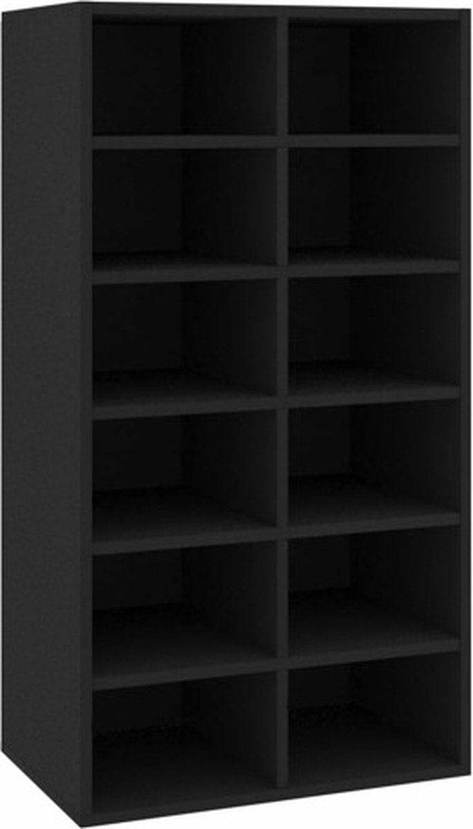 vidaXL - Schoenenrek - 54x34x100,5 - cm - bewerkt - hout - zwart (8719883730783)