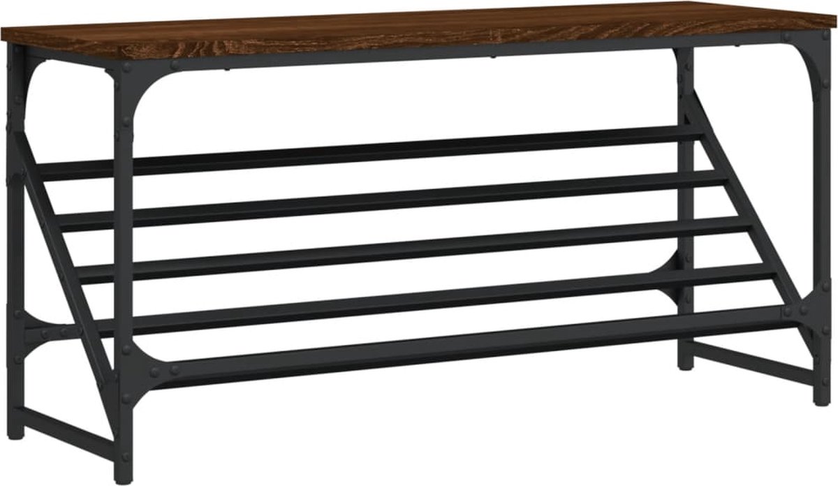vidaXL - Schoenenrek - 90x30x45 - cm - bewerkt - hout - bruin - eikenkleur (8721012123946)