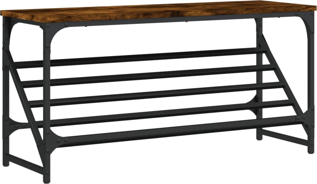 vidaXL - Schoenenrek - 90x30x45 - cm - bewerkt - hout - gerookt - eikenkleurig (8721012123922)
