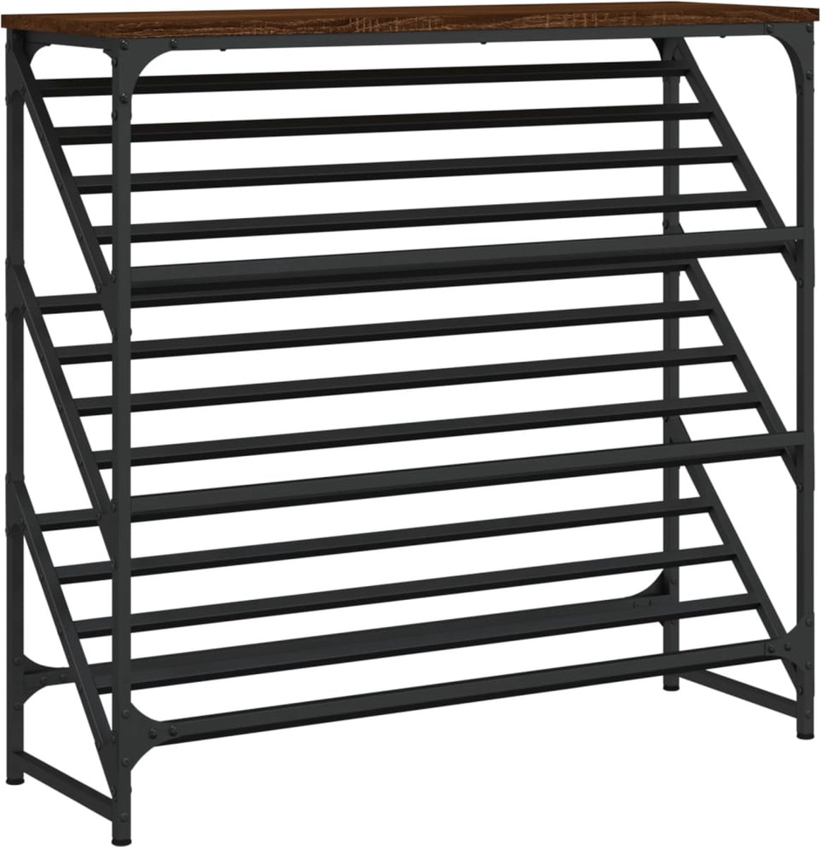 vidaXL - Schoenenrek - 90x30x85 - cm - bewerkt - hout - bruin - eikenkleur (8721012124042)