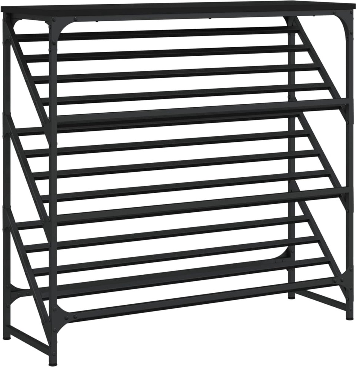 vidaXL - Schoenenrek - 90x30x85 - cm - bewerkt - hout - zwart (8721012124004)