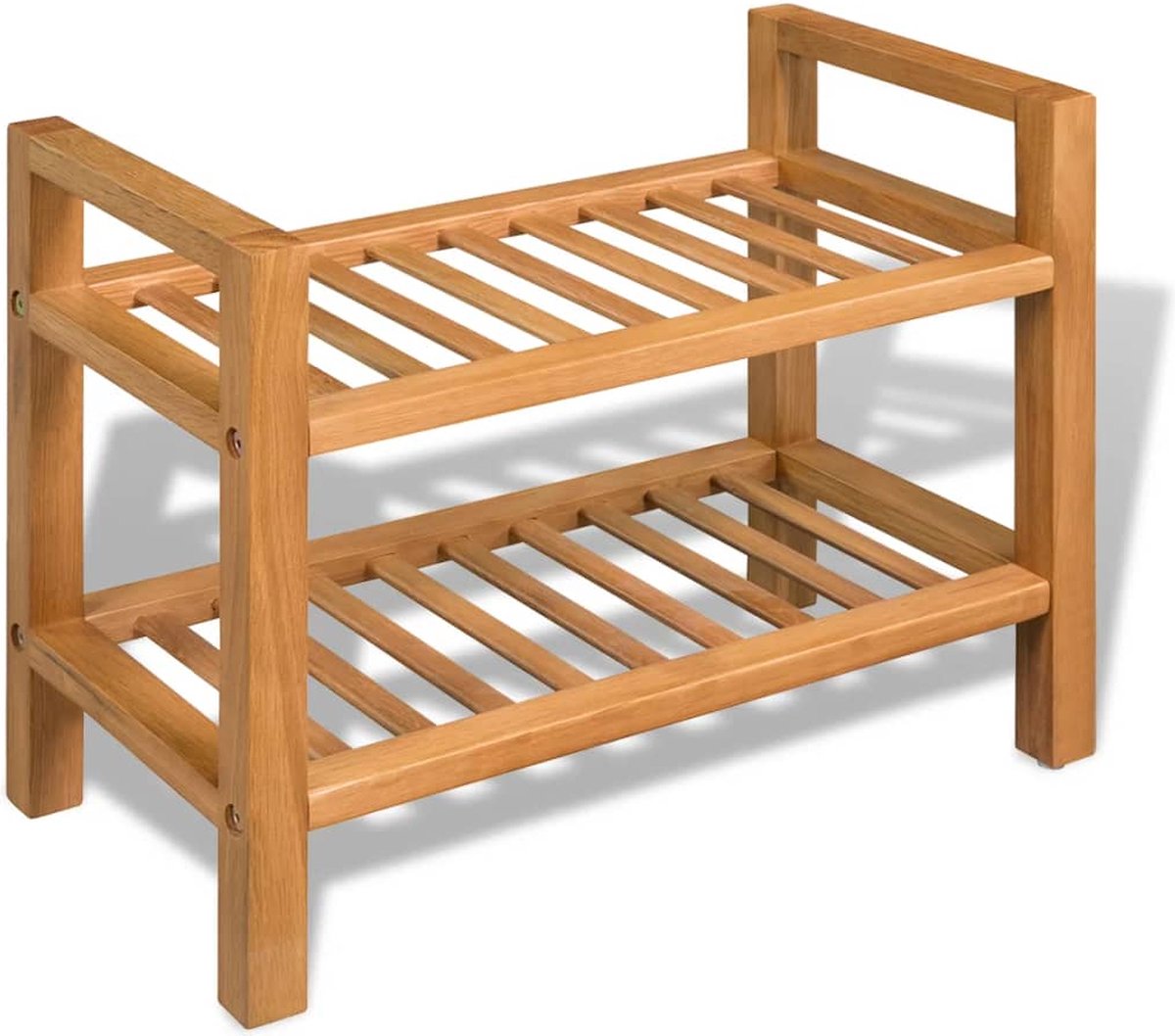 vidaXL - Schoenenrek - met - 2 - schappen - 50x27x40 - cm - massief - eikenhout (8718475530770)