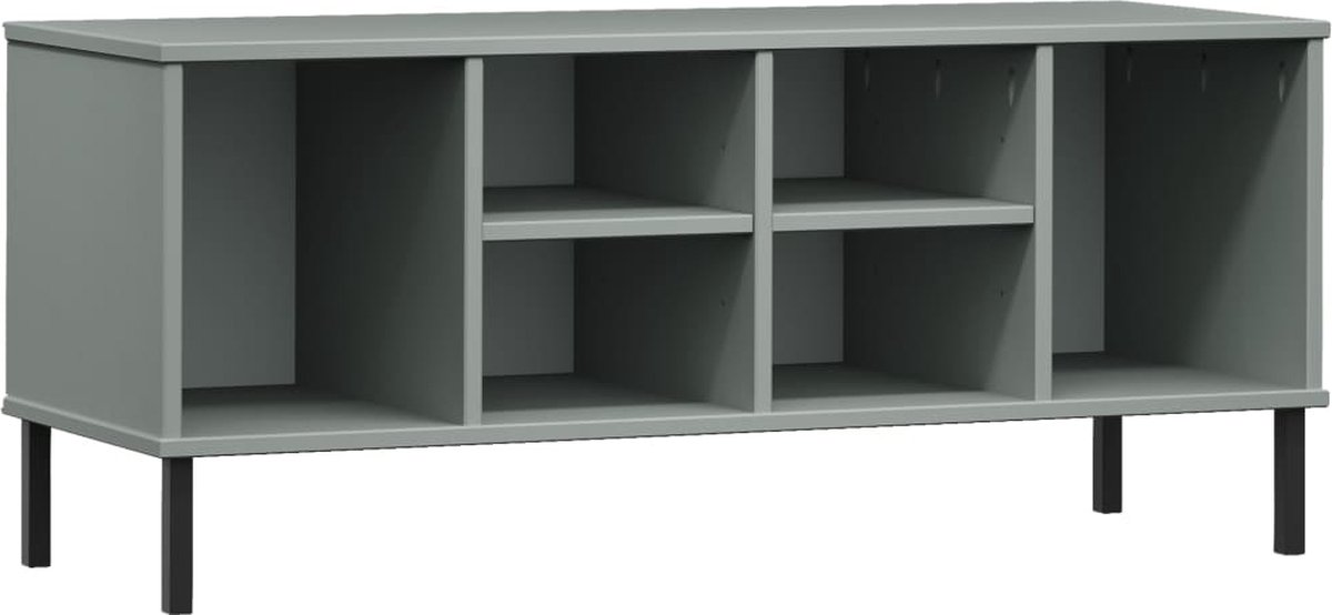 vidaXL - Schoenenrek - met - metalen - poten - OSLO - 106x35x45 - cm - grenen - grijs (8720845578039)