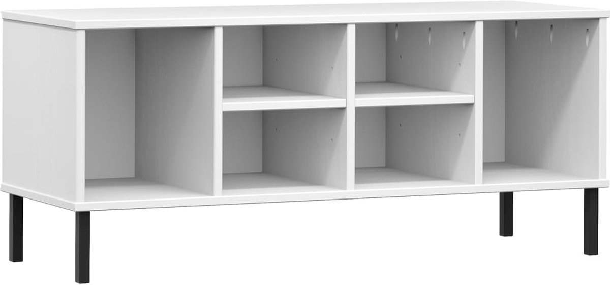 vidaXL - Schoenenrek - met - metalen - poten - OSLO - 106x35x45 - cm - grenenhout - wit (8720845578046)