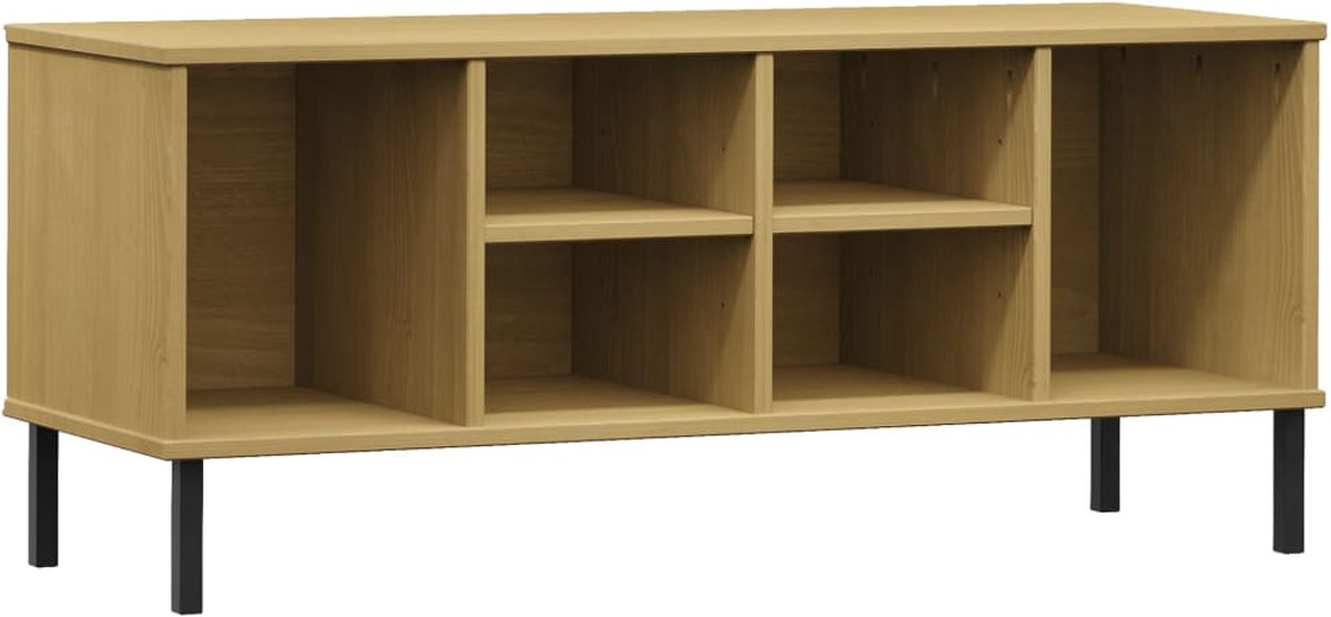 vidaXL - Schoenenrek - met - metalen - poten - OSLO - 106x35x45cm - grenenhout - bruin (8720845578022)