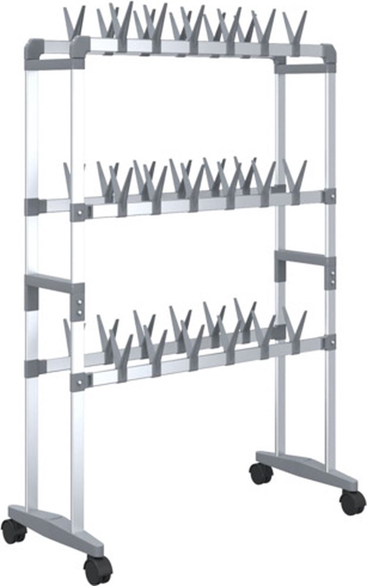 vidaXL - Schoenenrek - met - wieltjes - 66x27x100 - cm - zilverkleurig (8720287018476)