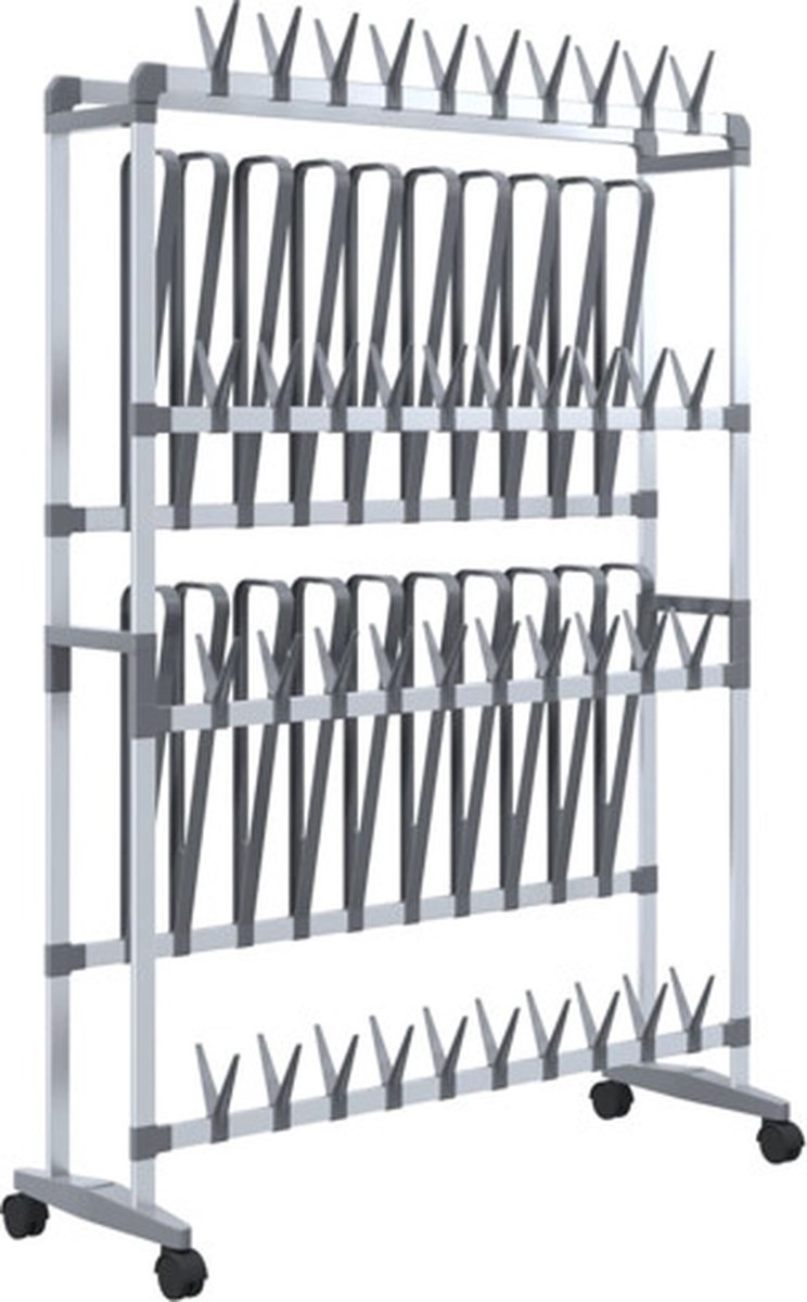 vidaXL - Schoenenrek - met - wieltjes - 89x27x120 - cm - zilverkleurig (8720287018469)