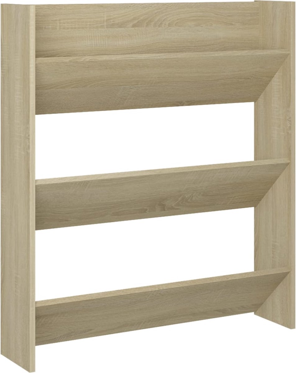 vidaXL - Wandschoenenkast - 80x18x90 - cm - bewerkt - hout - sonoma - eikenkleur (8720286559840)