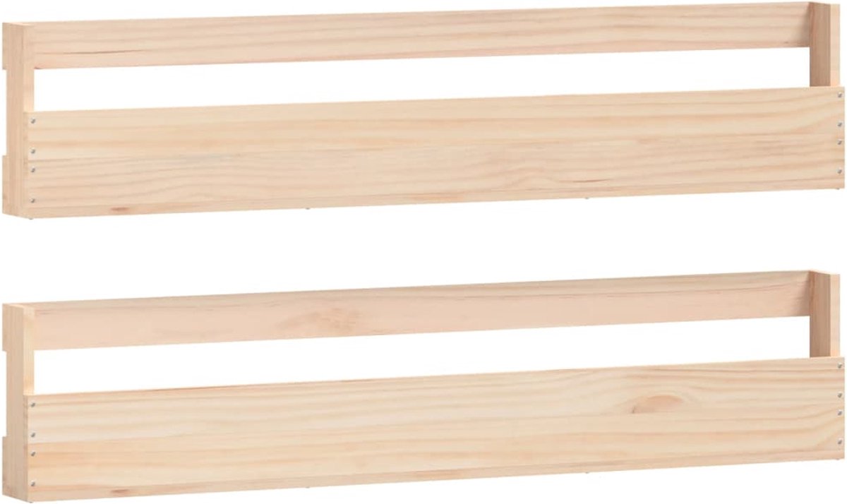 vidaXL - Wandschoenenrekken - 2 - st - 110x9x23 - cm - massief - grenenhout (8720845852917)