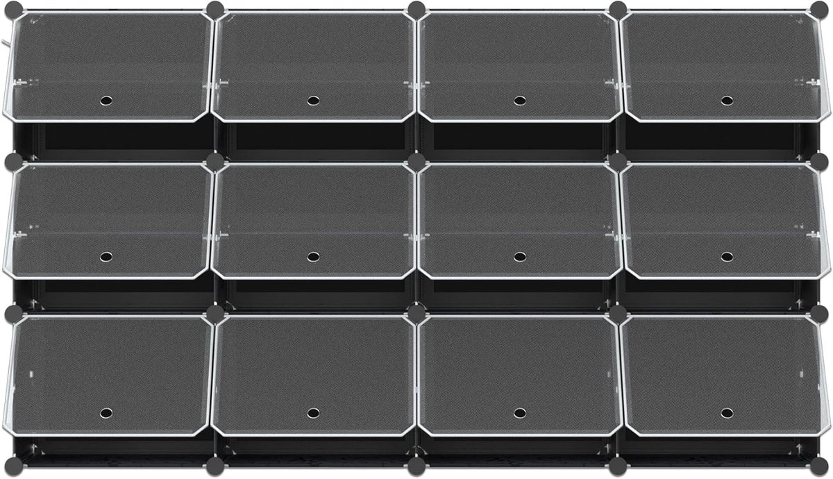 DIY vloer staande schoenenrek organisator, plastic multifunctionele opslag (4 kolommen x 6 lagen, wit) (8774643157590)