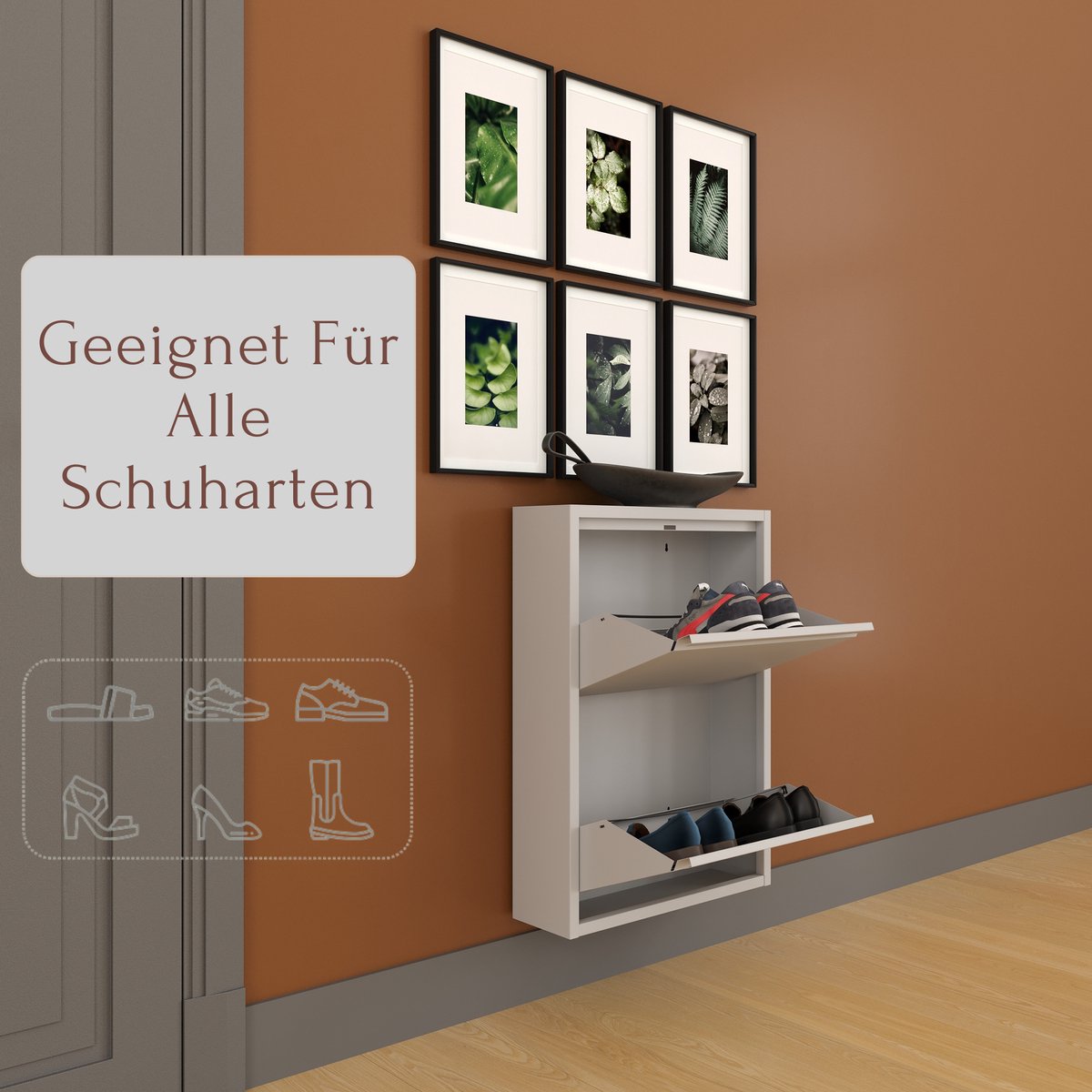 Furni24 Schoenenkast, metaal 50 x 15 x 70 cm, grijs RAL 7035 (8684032201905)