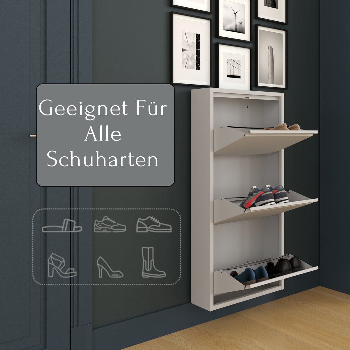 Furni24 Schoenenkast, metaal 50 x15 x 100 cm, grijs RAL 7035 (8684032201844)