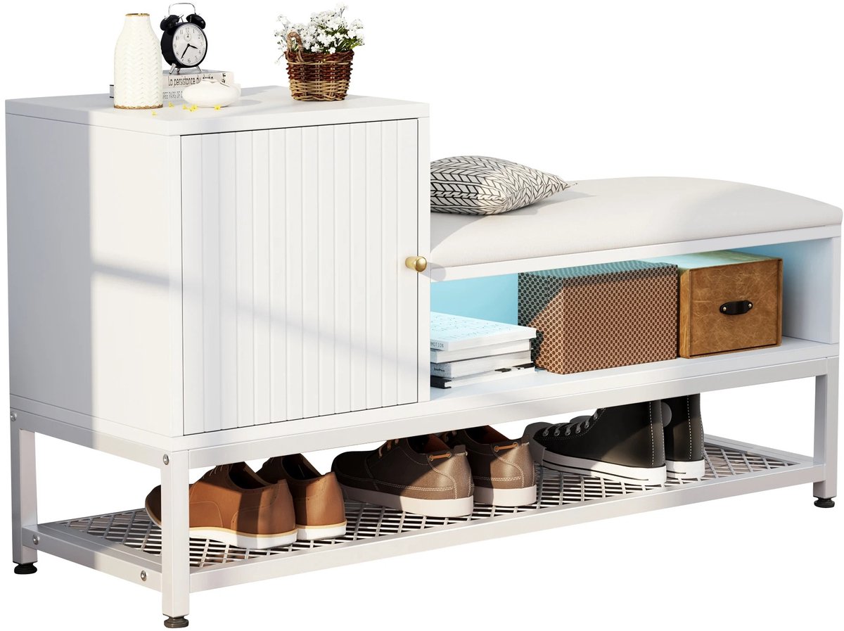 RoyaLuxe - Schoenenrek - Schoenenrek Met Opslag - Schoenen Rek - Schoenenrek Wit - Schoenenrek Hout - Schoenenrek Deur - Schoenenbank - Schoenen - Schoenenkast - Schoenenkasten - Schoenen Kast (8721302722484)