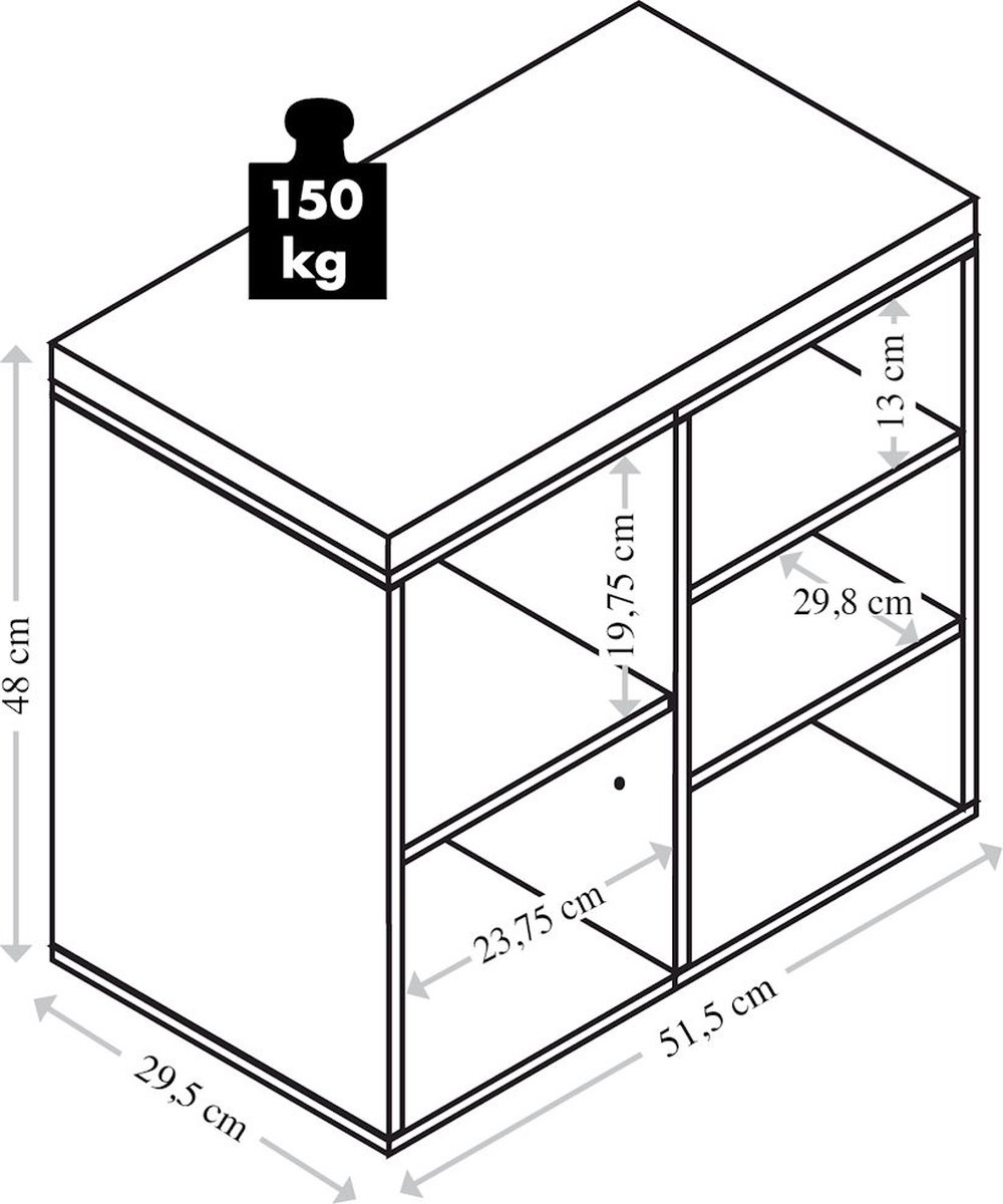 Schoenenbank - 5 paar schoenen met Zitkussen & Opbergvakken - Open Schoenenkast - FSC® hout - Afm 51.5 x 29.5 x 48 Cm - Wit (4000270159152)