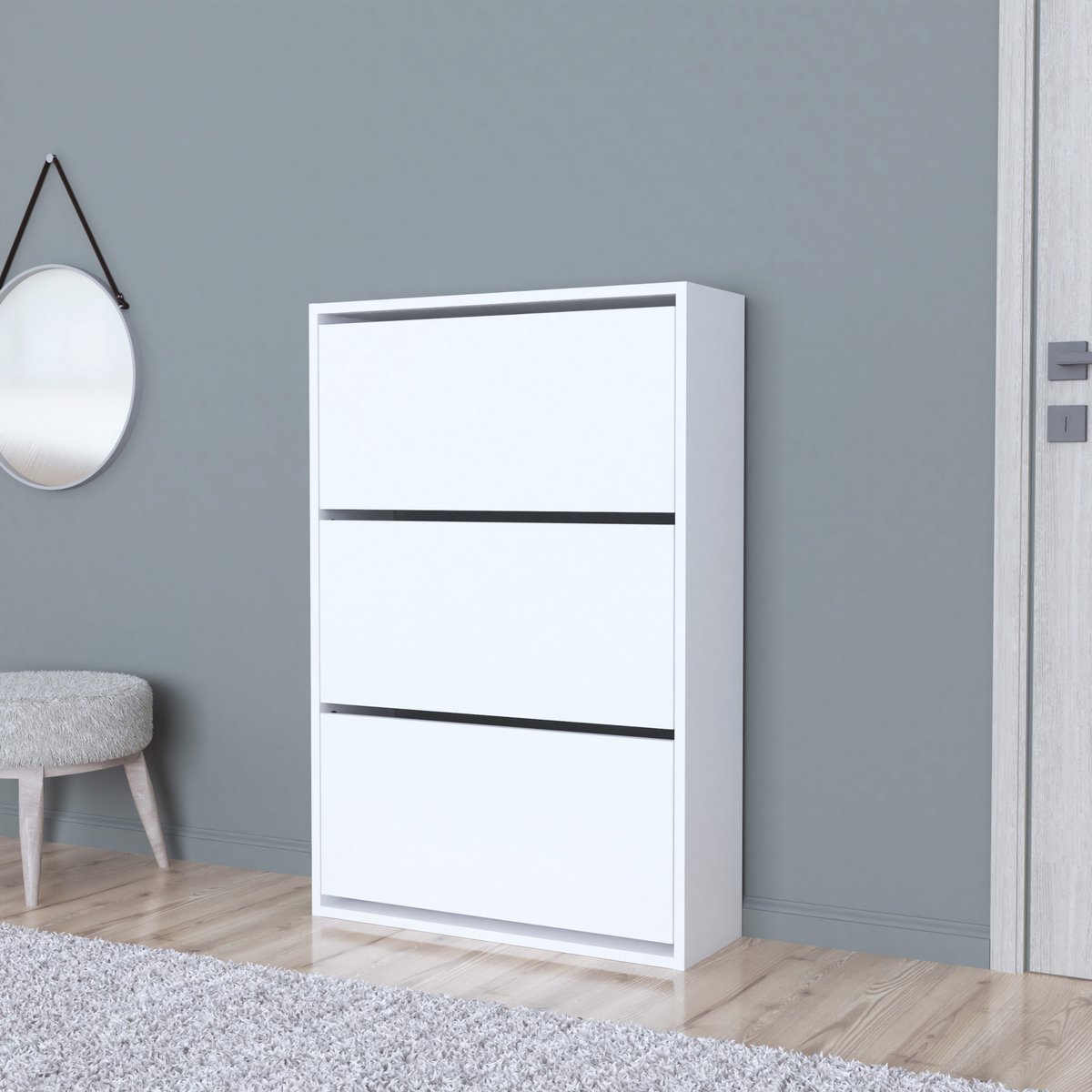 Schoenenkast Aurskog met 3 vouwdeuren 110x73,5x24 cm wit (4059438846564)